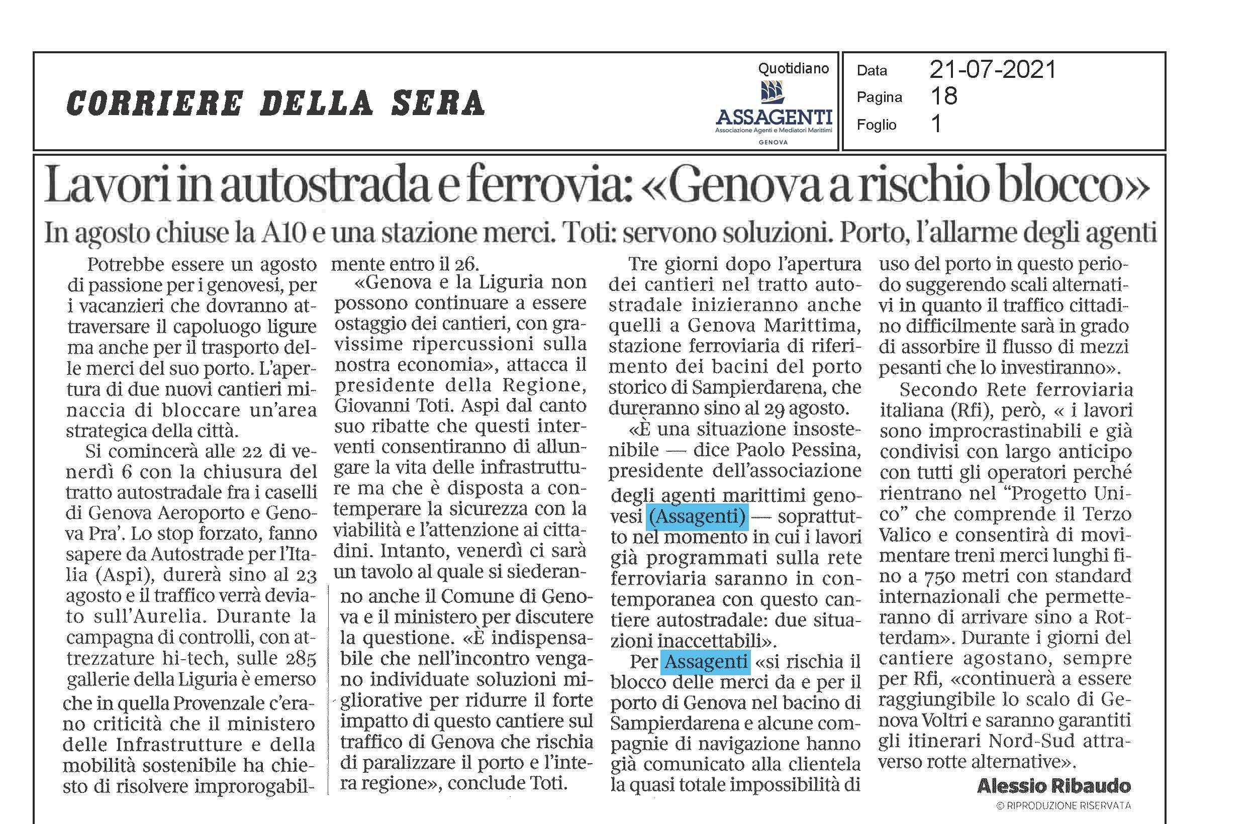 Lavori in autostrada e ferrovia: «Genova a rischio blocco»