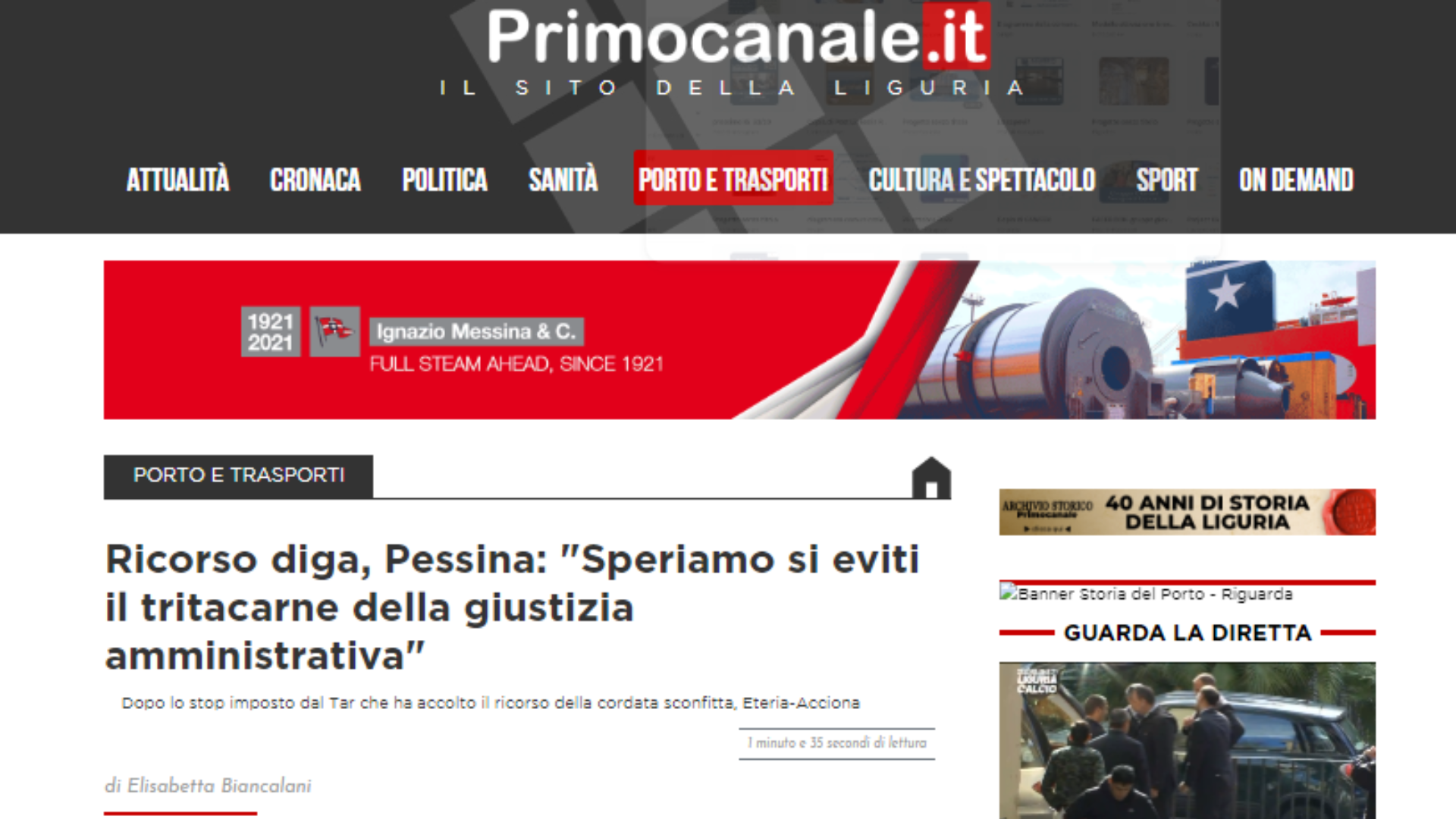 Pessina a Primocanale.it: 