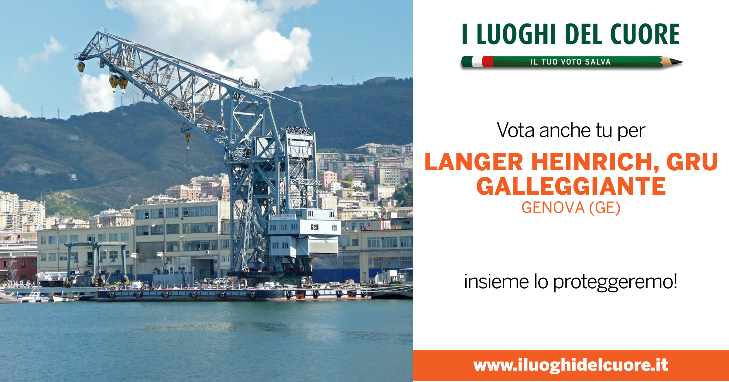 La gru galleggiante Langer Heinrich tra i Luoghi del Cuore FAI di Genova.