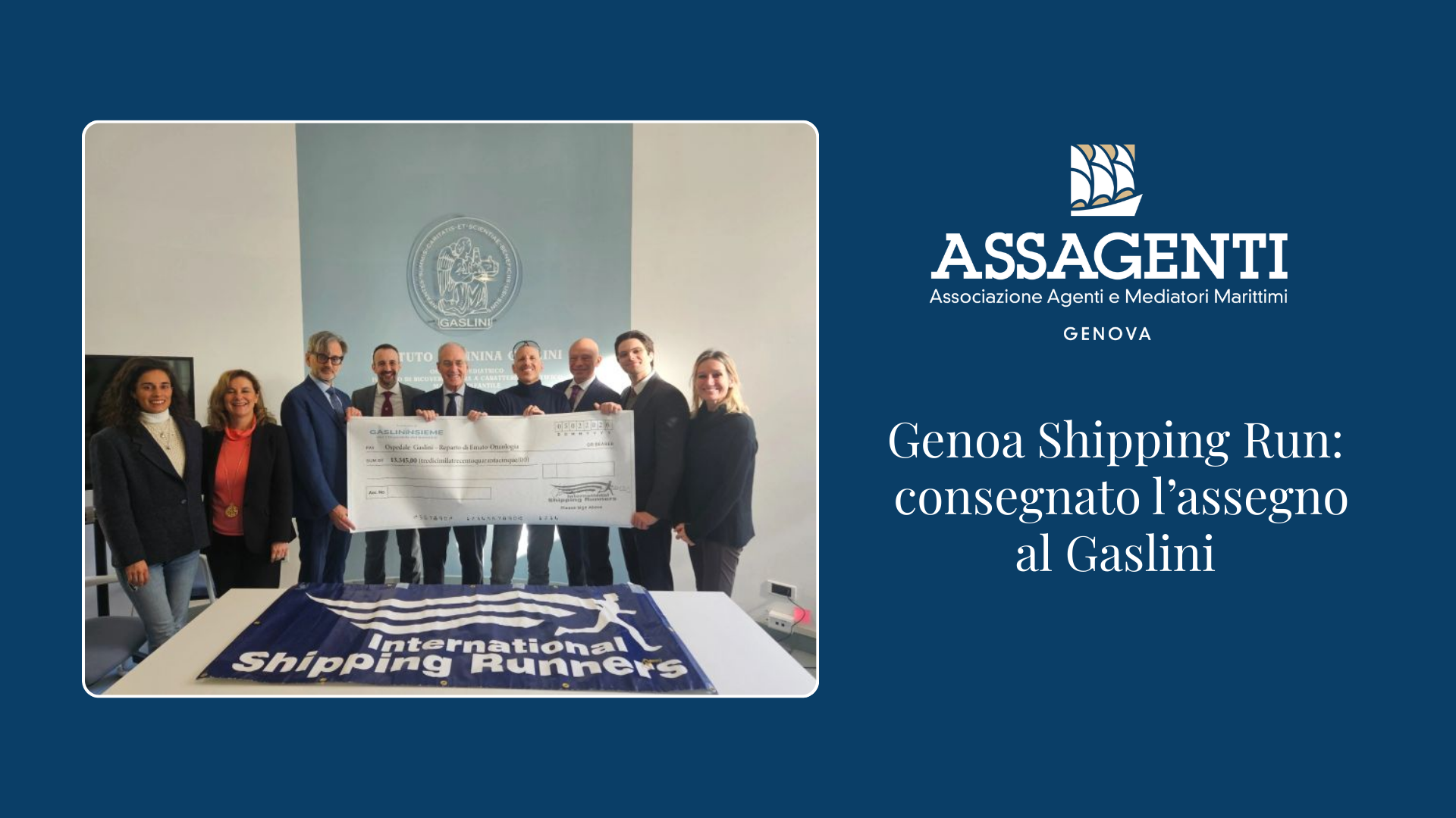 Genoa Shipping Run: consegna ufficiale dei fondi al Gaslini